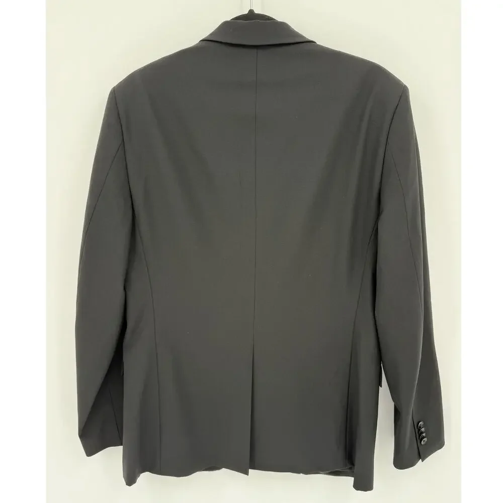 Theory Mens Black Wool Two Button Blazer Sport Coat Jacket 42R Corpcore Workwear - Picture 3 of 9